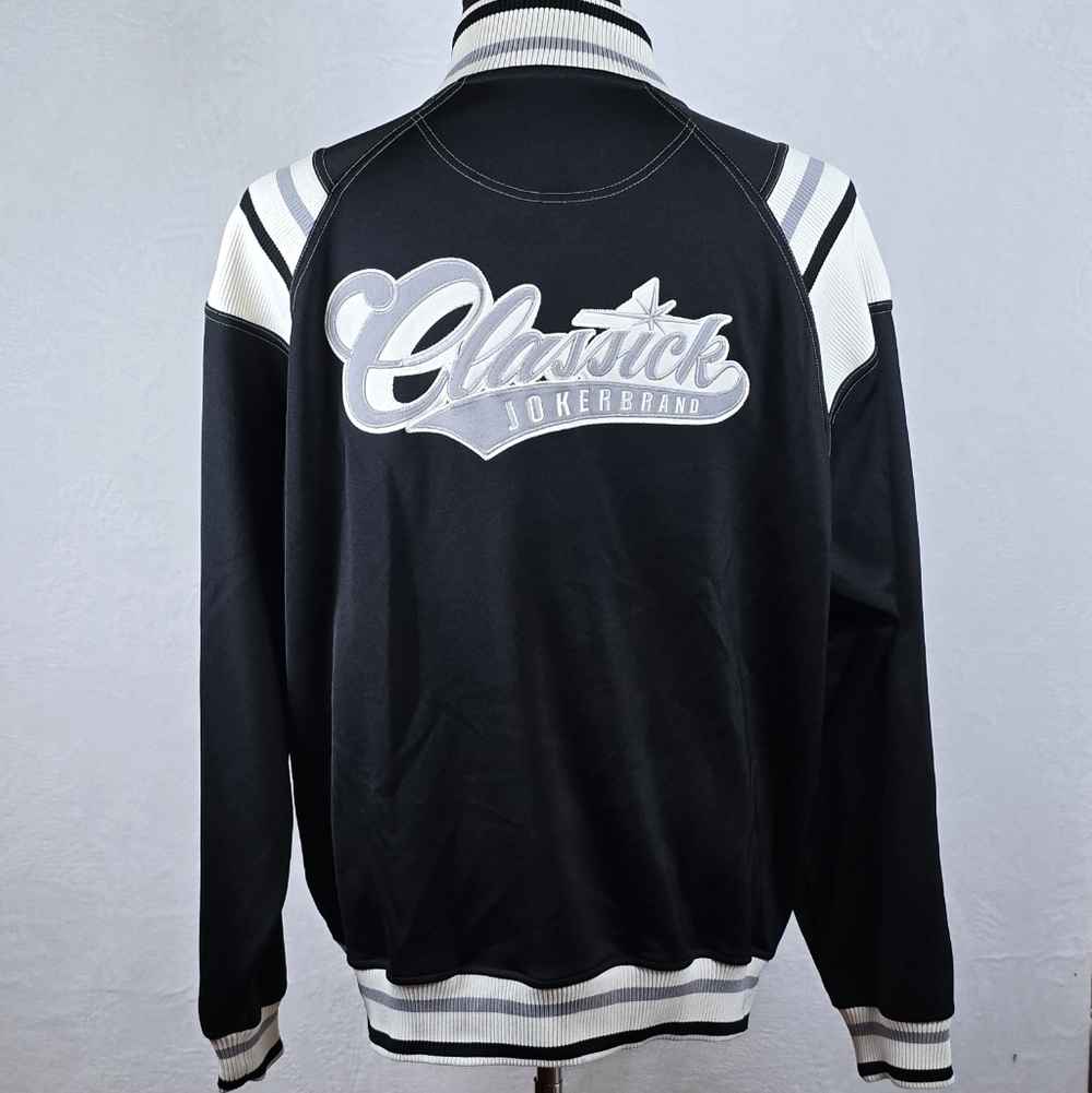 Vtg Joker Brand Classick Track Jacket XXL Black Streetwear Y2K Embroidered - Picture 3 of 13